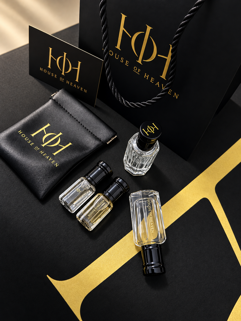Any 3 × 12ml Bundle House of Heaven luxury fragrance bundle presentation